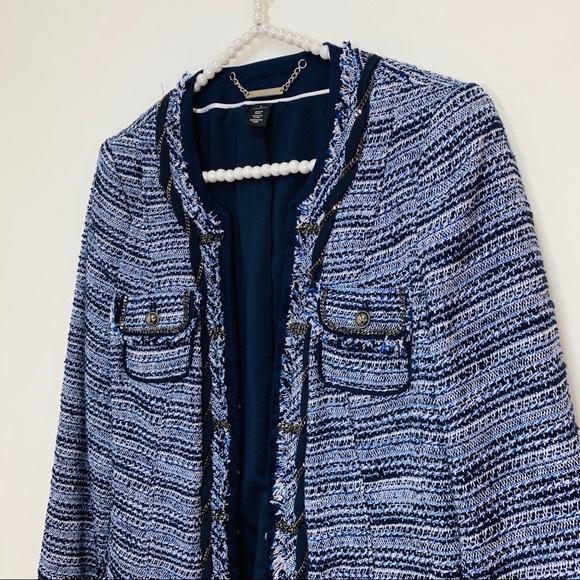 White House Black Market Tweed Jacket in Blue - Picture 5 of 7